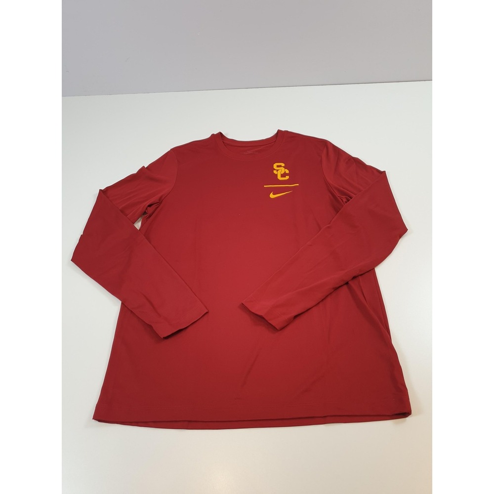 USC Trojans Shirt Mens Large Red NCAA College Dri-FIT Long Sleeve Nike Training